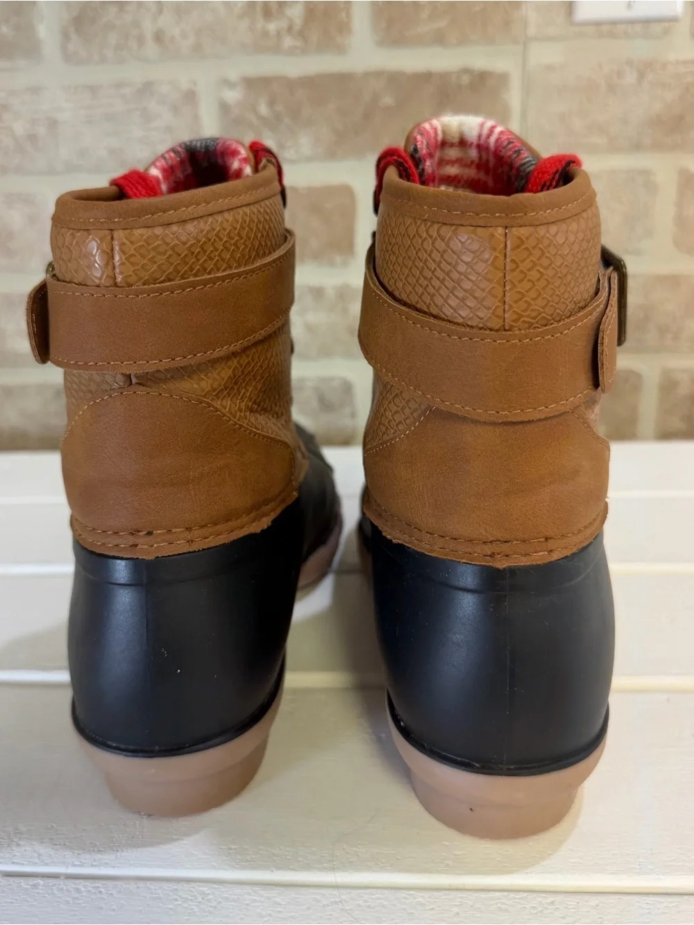 Maurices Jade Duck Boots Women’s Size 8 Brown Black Waterproof Rain Snow Hiking